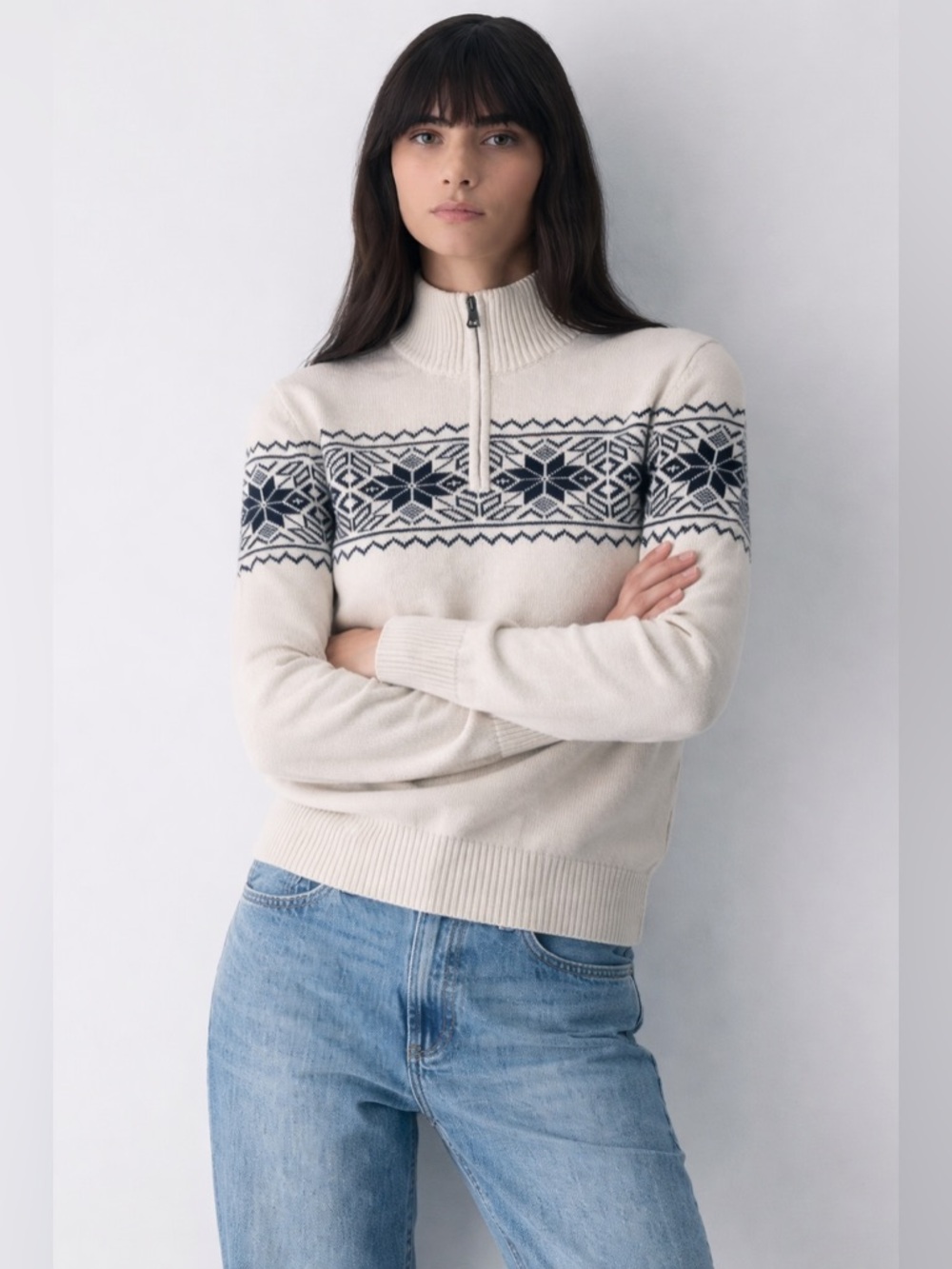 Vintage Weatherproof Nordic Quarter Zip Sweater | Cream | Size M | NWOT